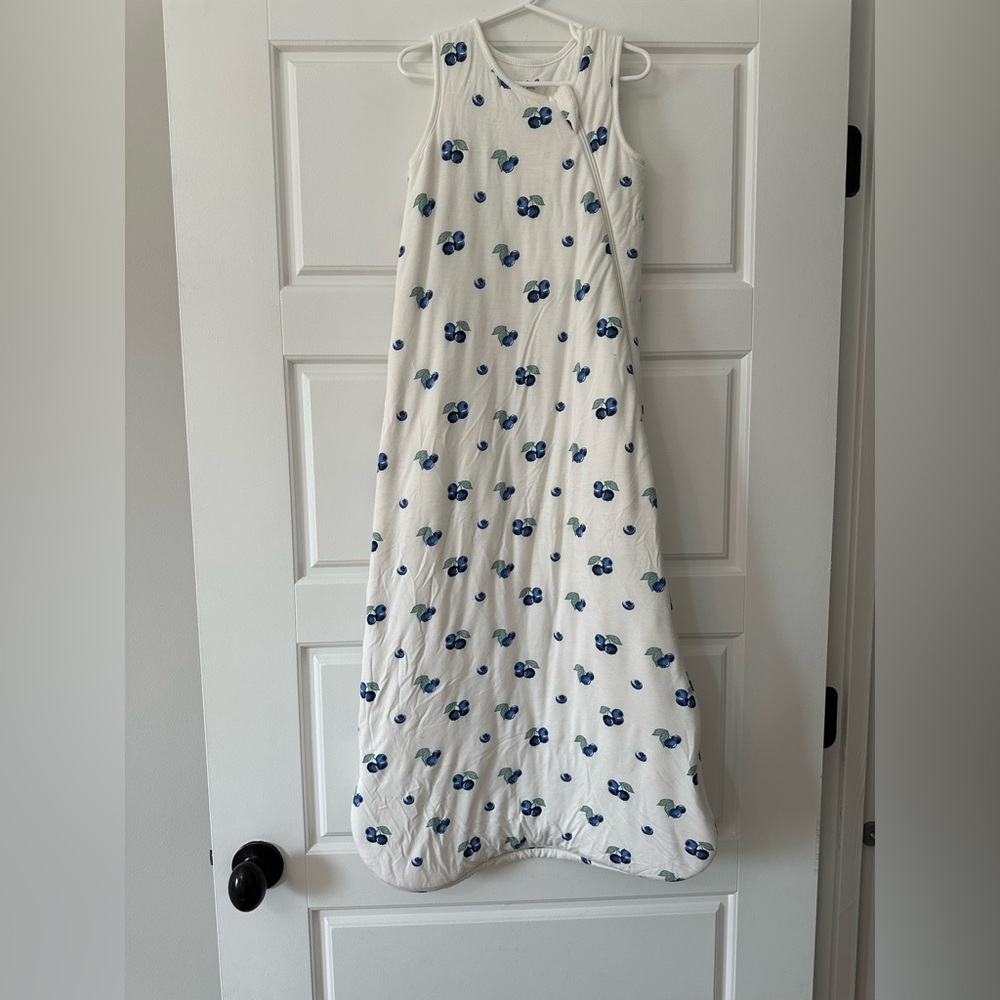 White Sleep Sack with Blueberry Print